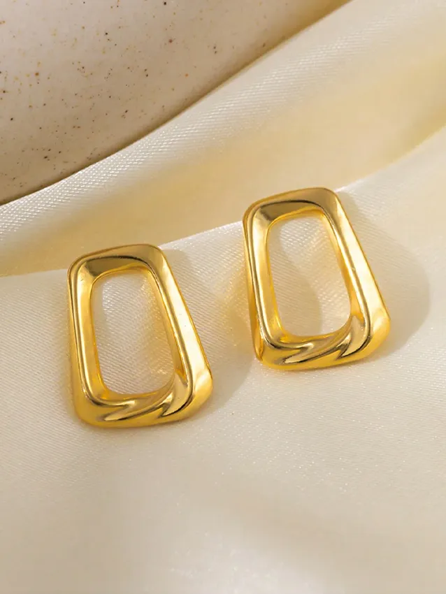 1pc  Geometric Square Collarbone Chain Necklace With Earrings