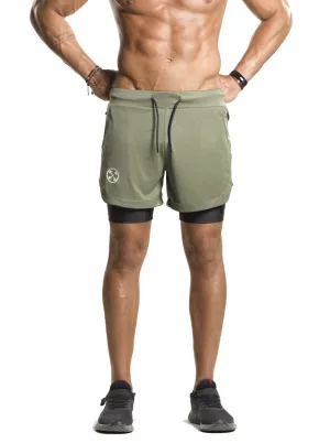 2 in 1 Functional Training Shorts [Olive/Black]