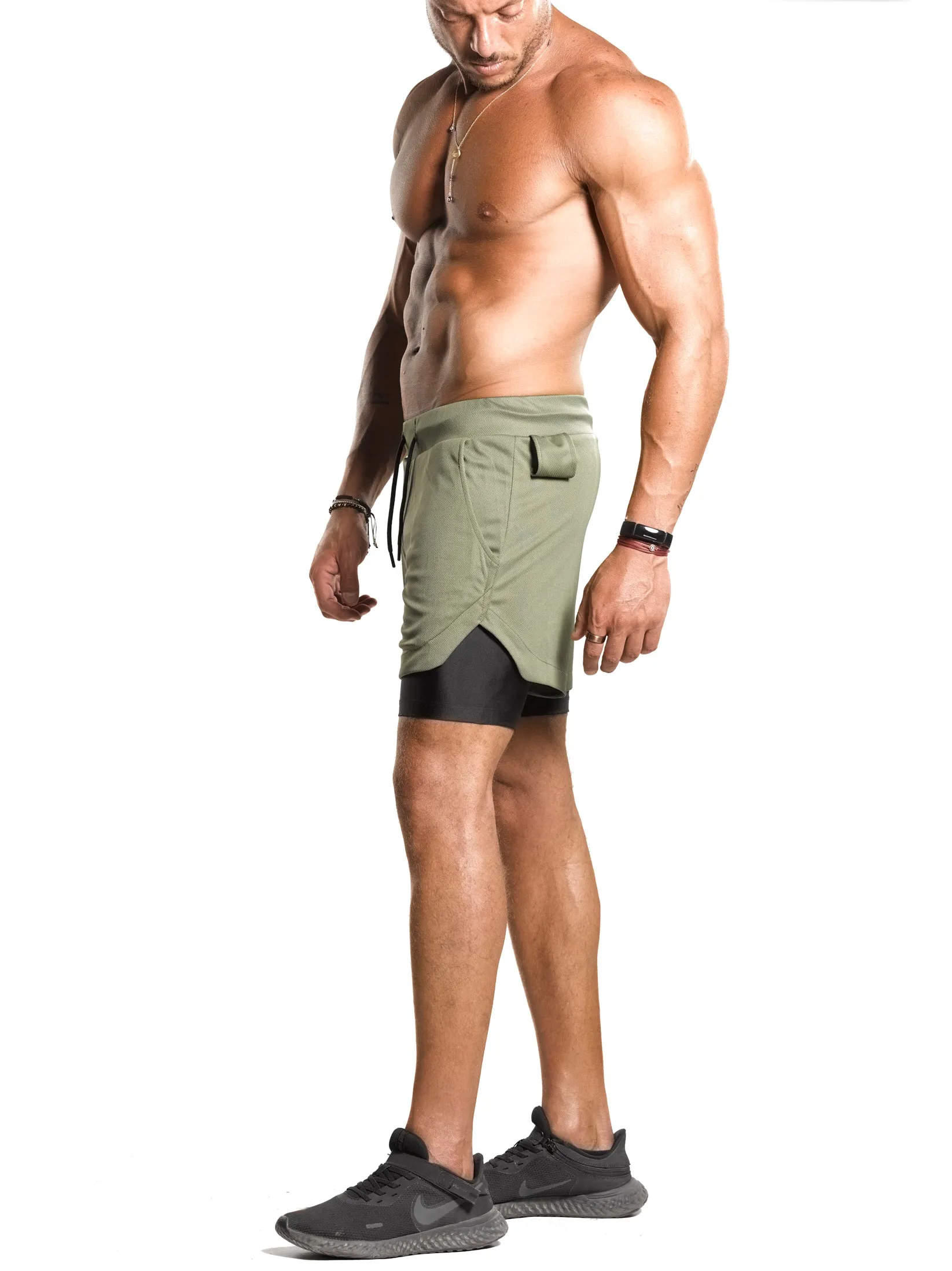 2 in 1 Functional Training Shorts [Olive/Black]