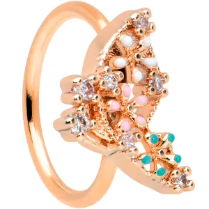 20 Gauge 5/16 Clear CZ Gem Rose Gold Hue Abstract Butterfly Nose Hoop