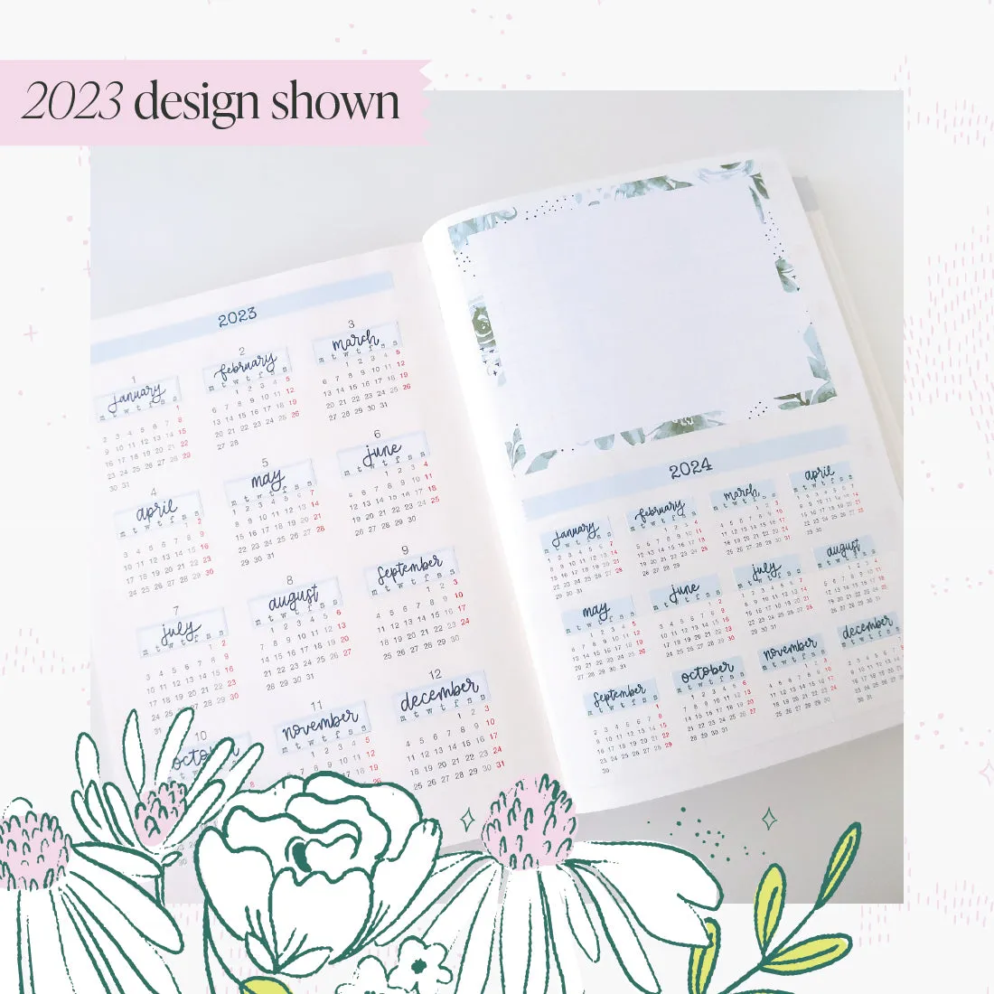 2024 H. Cousin Yearly Calendar Sticker Kit - Imagine Bouquet