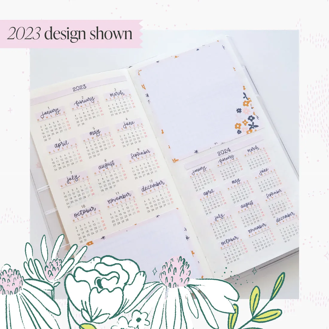 2024 H. Weeks Yearly Calendar Sticker Kit - Leaf Print