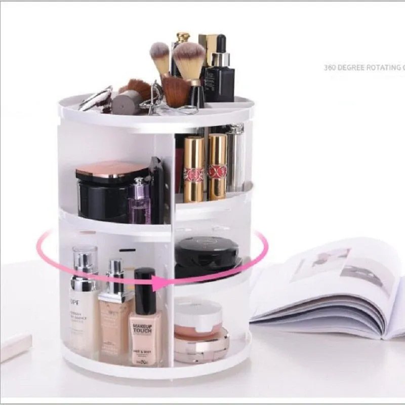 360-degree Rotating Makeup Organizer Box Brush Holder