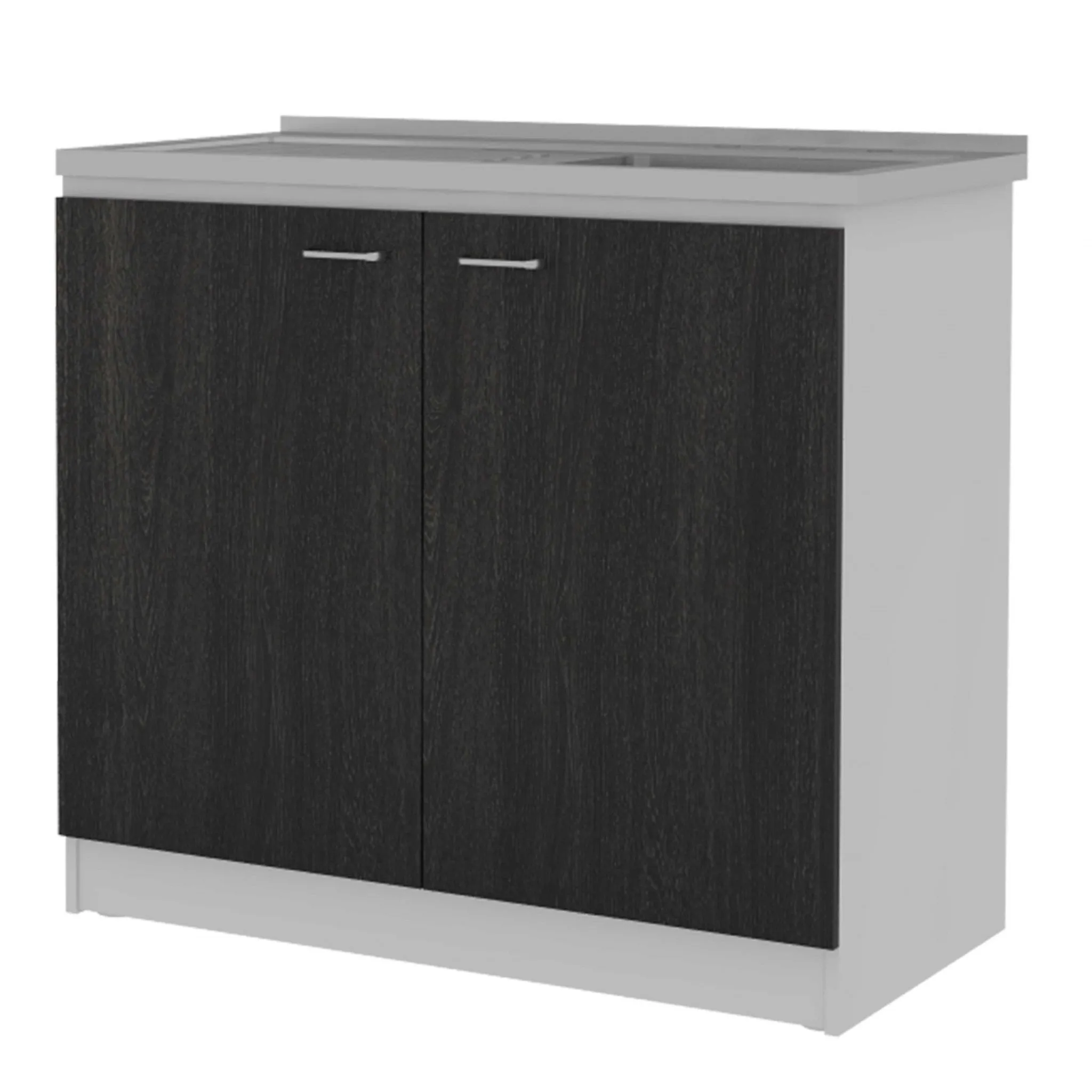 39.3" X 19.7" X 35.4" Walnut Particle Board Utility Sink with Cabinet
