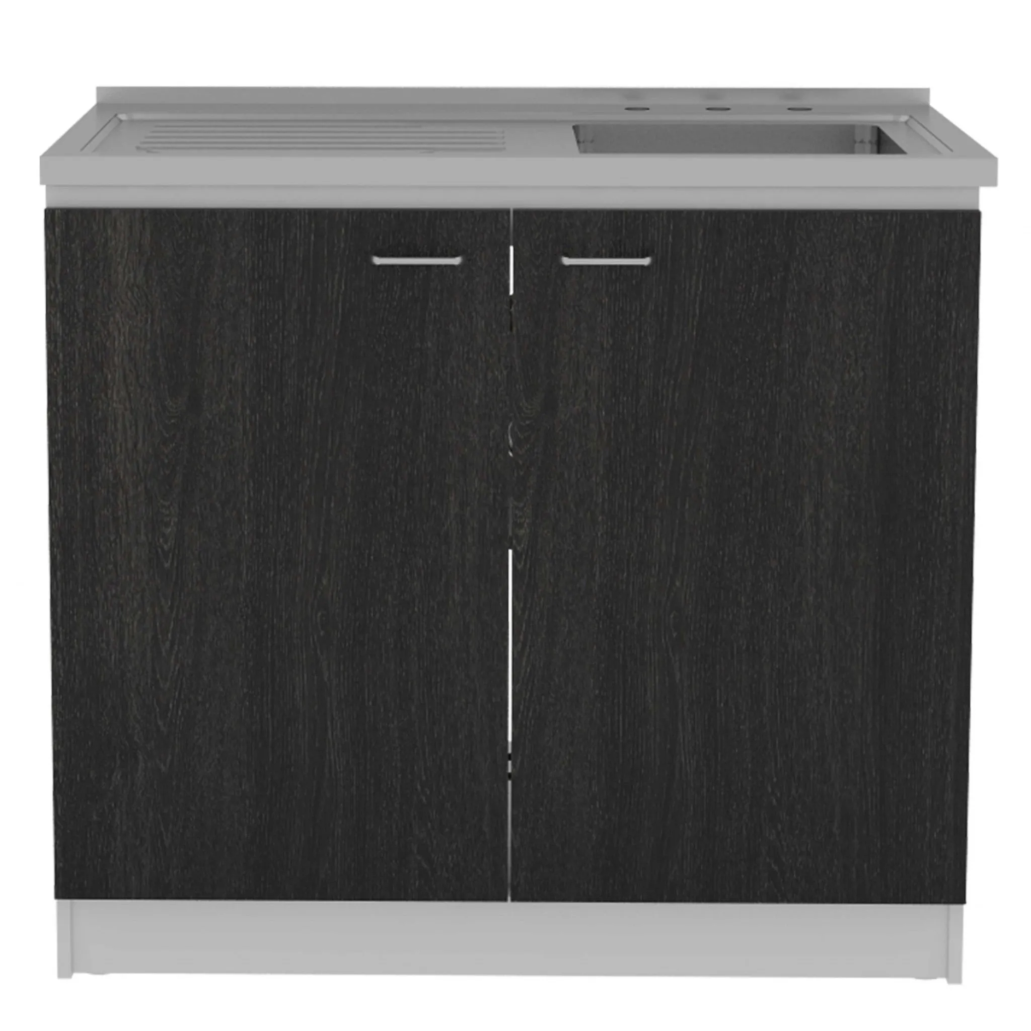 39.3" X 19.7" X 35.4" Walnut Particle Board Utility Sink with Cabinet