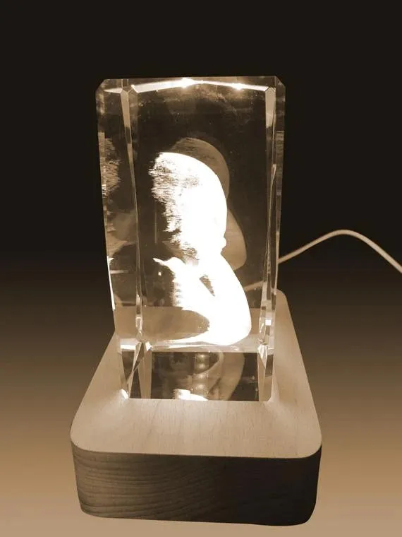 3D Crystal Laser Engraved Large Brick, Laser Engraved with Your Photo, Personalized Photo Gift, 3D Laser Engraved Etched Crystal - 3 People