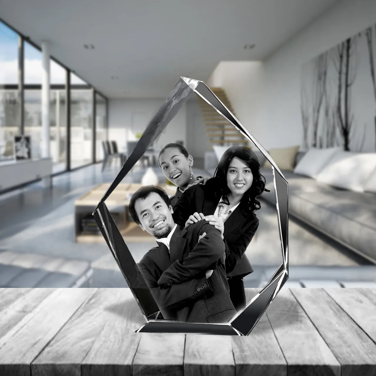 3D Crystal Laser Engraved Large Iceberg, Laser Engraved with Your Photo, Personalized Photo Gift, 3D Laser Engraved Etched Crystal - 1 Person