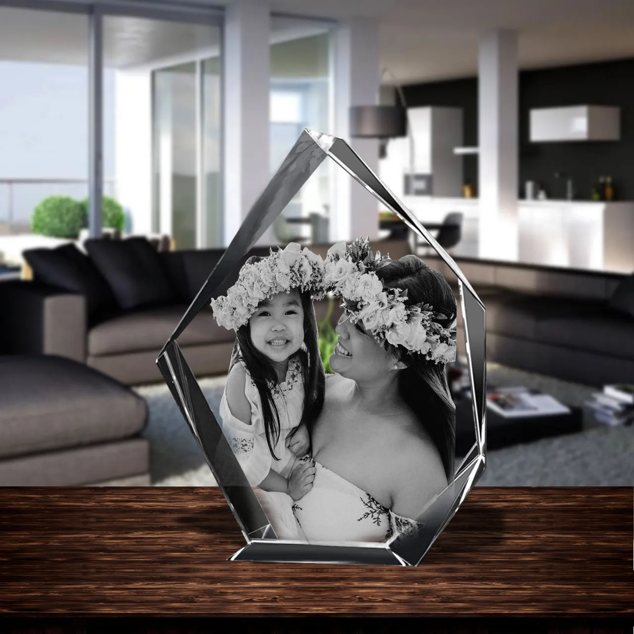 3D Crystal Laser Engraved Large Iceberg, Laser Engraved with Your Photo, Personalized Photo Gift, 3D Laser Engraved Etched Crystal - 1 Person