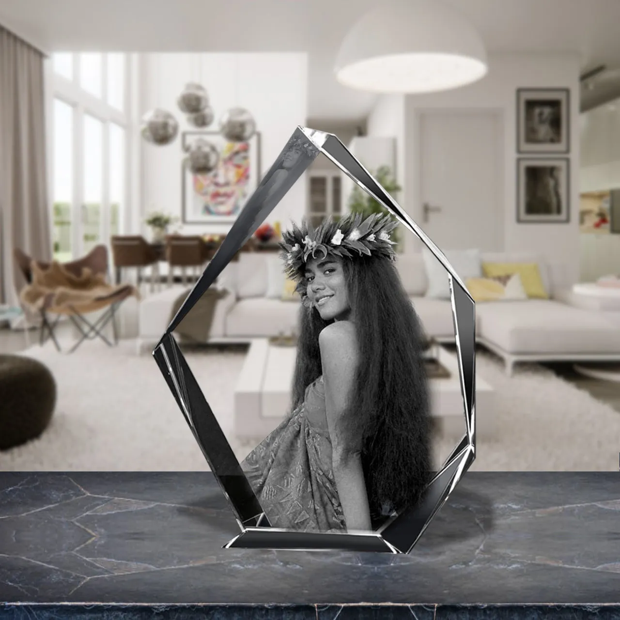 3D Crystal Laser Engraved Large Iceberg, Laser Engraved with Your Photo, Personalized Photo Gift, 3D Laser Engraved Etched Crystal - 1 Person