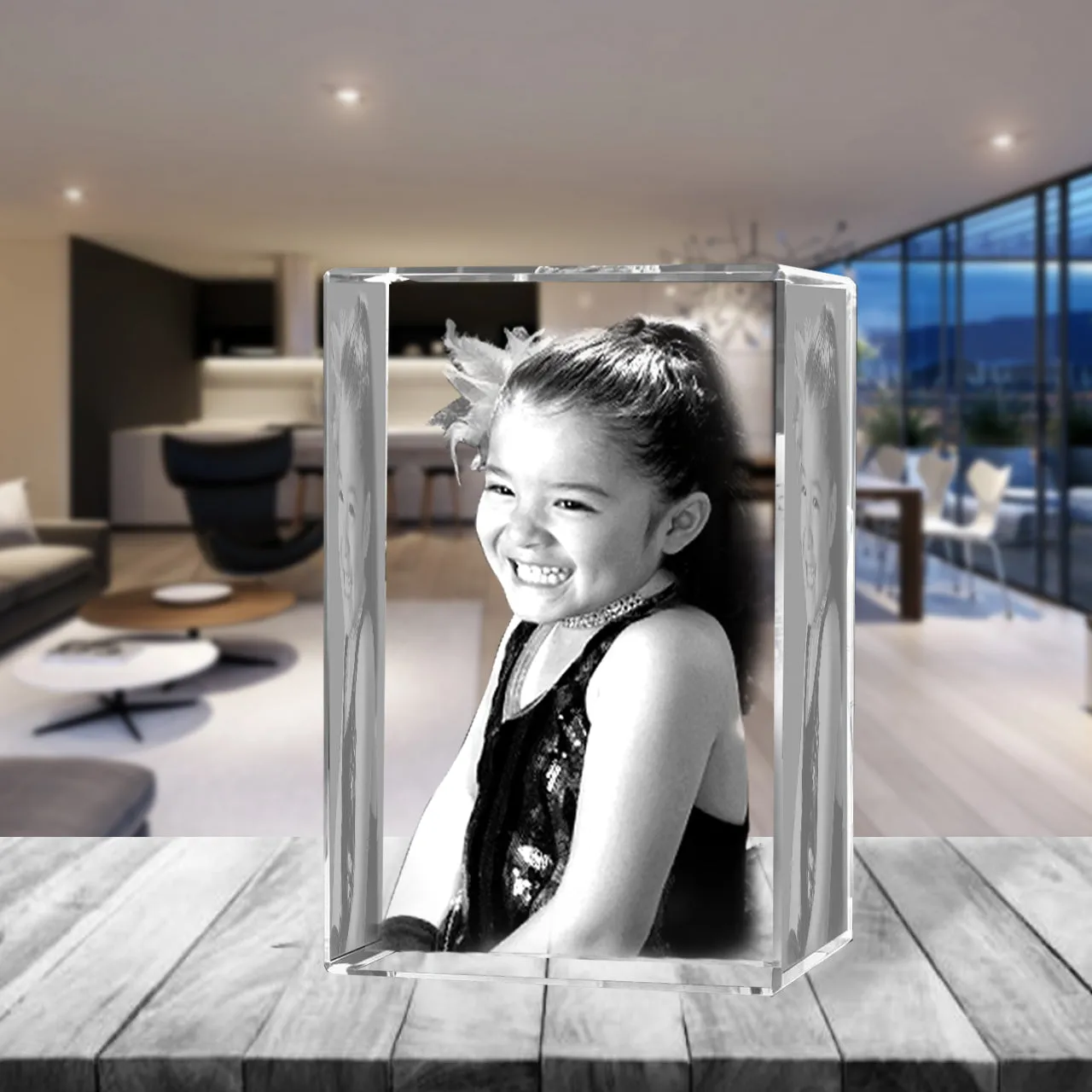 3D Crystal Laser Engraved Petite Tower, Laser Engraved with Your Photo, Personalized Photo Gift, 3D Laser Engraved Etched Crystal - 1 Person