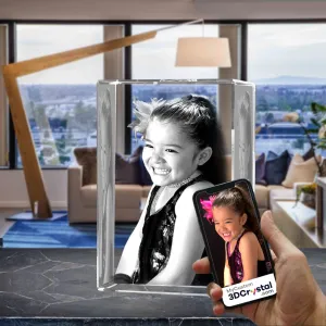 3D Crystal Laser Engraved Petite Tower, Laser Engraved with Your Photo, Personalized Photo Gift, 3D Laser Engraved Etched Crystal - 1 Person