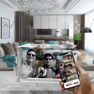 3D Crystal Laser Engraved XLarge Brick, Laser Engraved with Your Photo, Personalized Photo Gift, 3D Laser Engraved Etched Crystal - 3 People