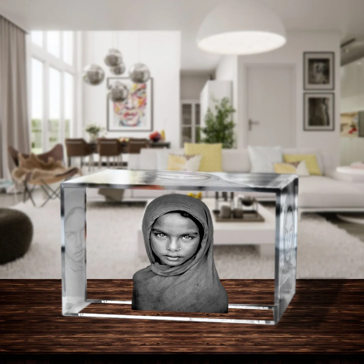 3D Crystal Laser Engraved XLarge Brick, Laser Engraved with Your Photo, Personalized Photo Gift, 3D Laser Engraved Etched Crystal - 3 People
