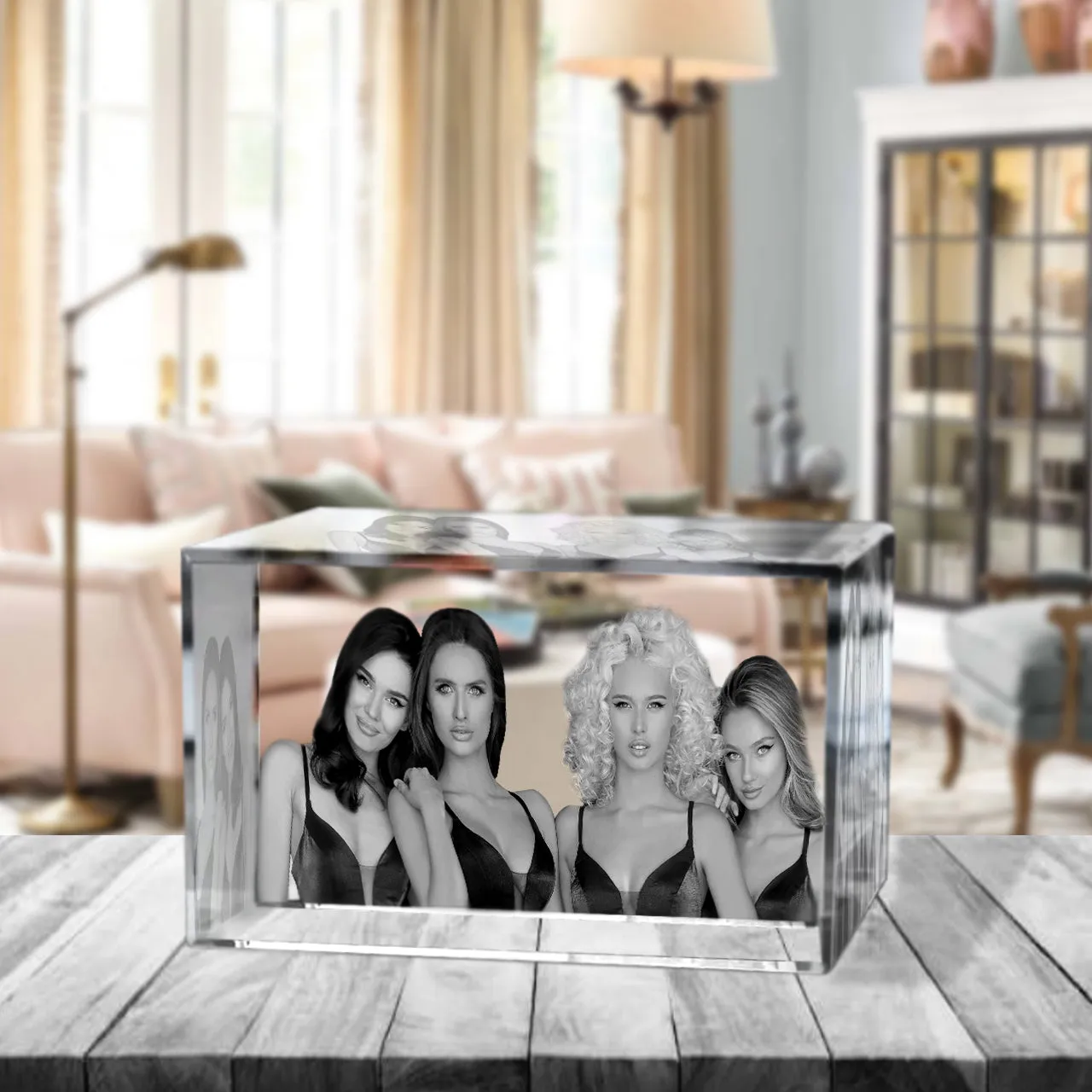 3D Crystal Laser Engraved XXLarge Brick, Laser Engraved with Your Photo, Personalized Photo Gift, 3D Laser Engraved Etched Crystal - 4 People