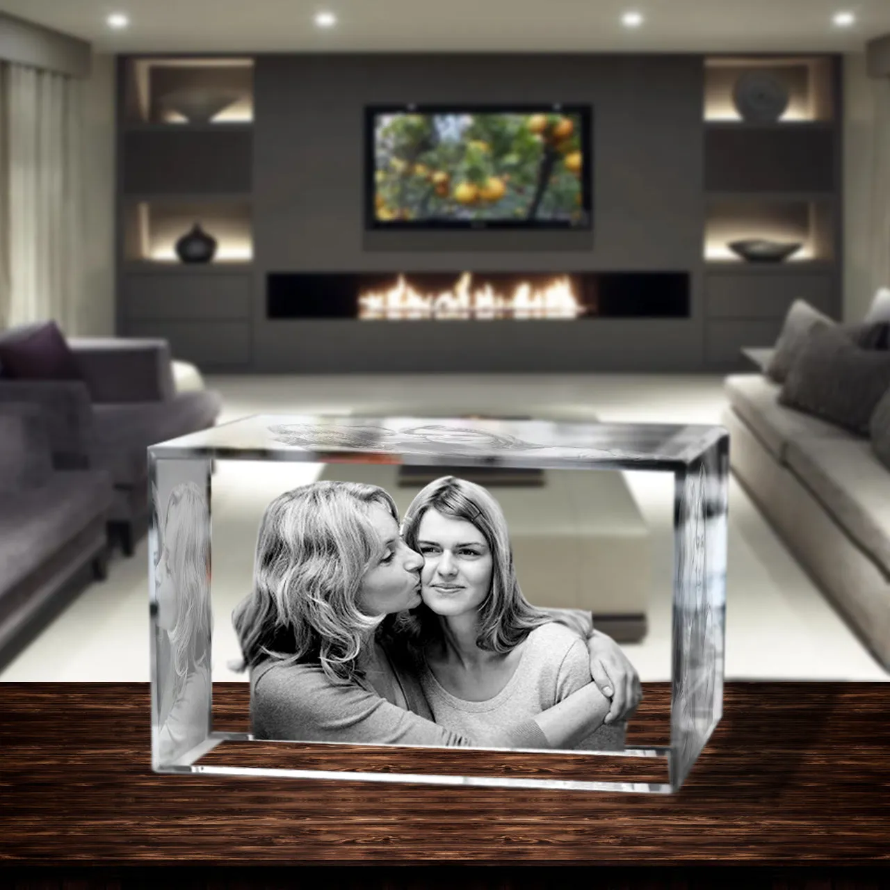 3D Crystal Laser Engraved XXLarge Brick, Laser Engraved with Your Photo, Personalized Photo Gift, 3D Laser Engraved Etched Crystal - 4 People