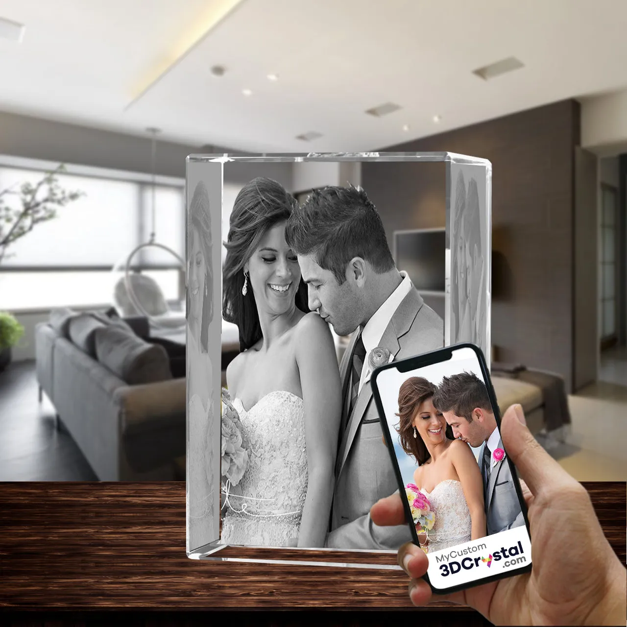 3D Crystal Laser Engraved XXLarge Tower, Laser Engraved with Your Photo, Personalized Photo Gift, 3D Laser Engraved Etched Crystal - 3D Crystal Wedding Collection 7