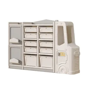 57.09 in Children's Toy Storage Cabinets Grey with 10 Drawers