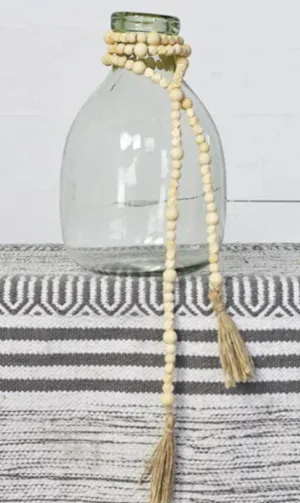 61" Geometric Natural & White Bead Strand