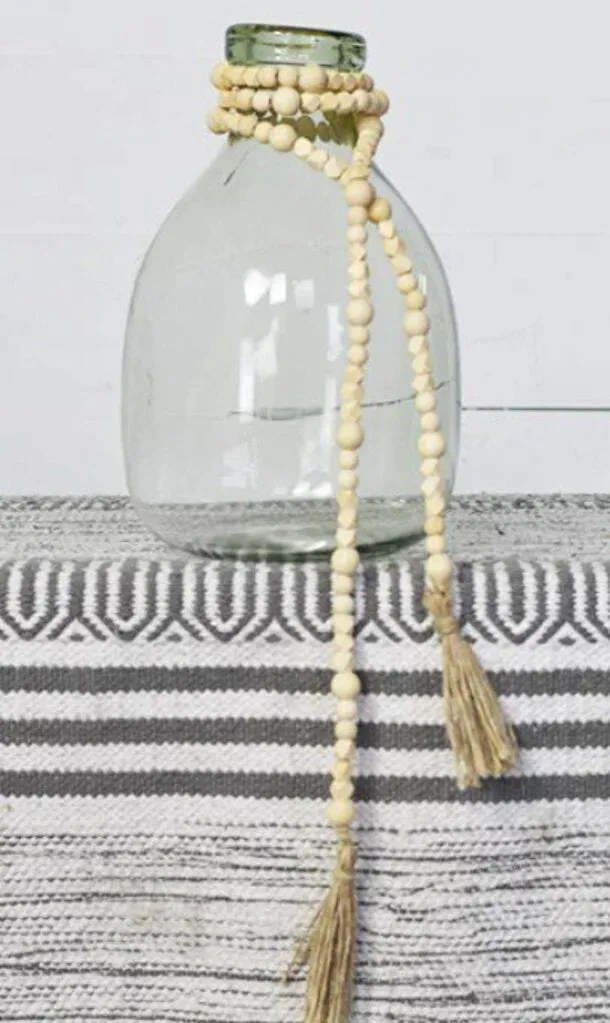 61" Geometric Natural & White Bead Strand