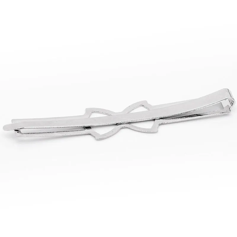 66*9mm Imitation Rhodium Geometric bow-knot word folder, hair clips base,Bobby Pin Base,Metal,20pcs/lot