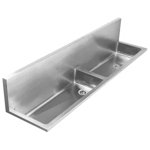 72" Noah's Collection stainless steel double bowl wall mount utility sink
