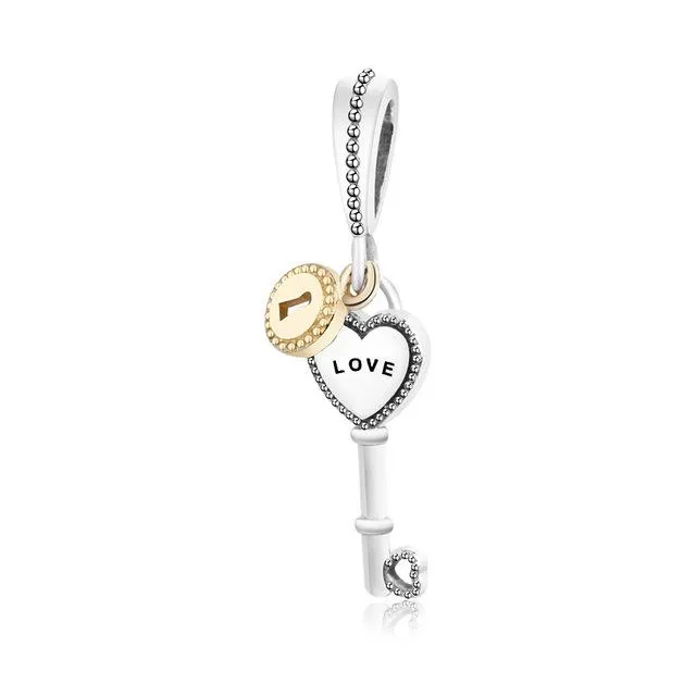 .925 Sterling Silver Pink Red Heart Charm Bead Fit Original Pandora Charm Bracelet