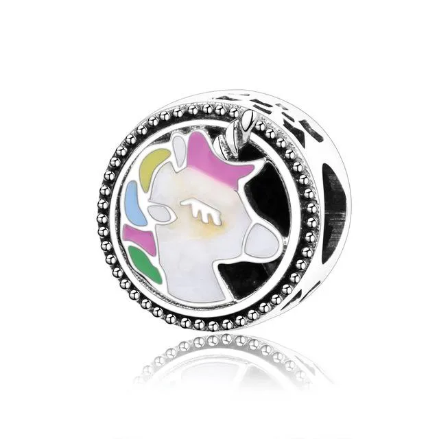 .925 Sterling Silver Pink Red Heart Charm Bead Fit Original Pandora Charm Bracelet