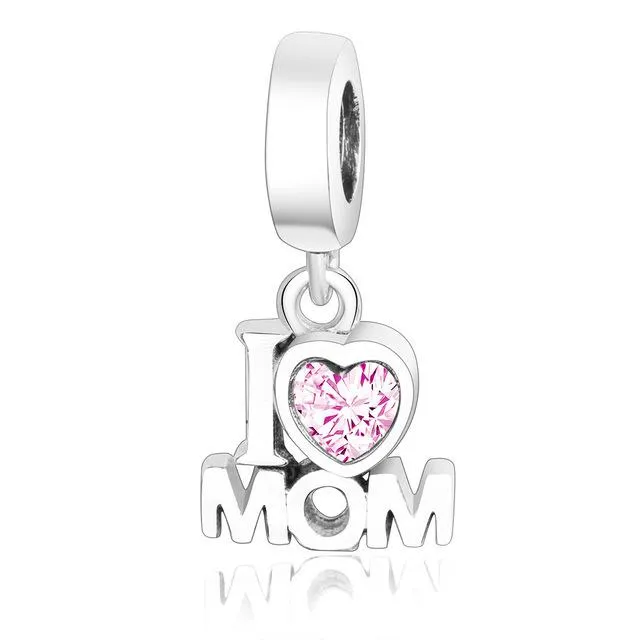 .925 Sterling Silver Pink Red Heart Charm Bead Fit Original Pandora Charm Bracelet