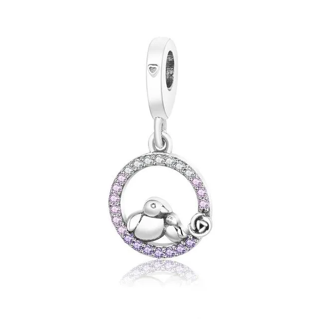 .925 Sterling Silver Pink Red Heart Charm Bead Fit Original Pandora Charm Bracelet
