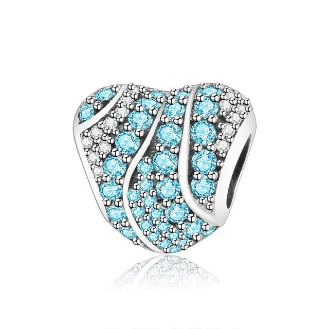 .925 Sterling Silver Pink Red Heart Charm Bead Fit Original Pandora Charm Bracelet