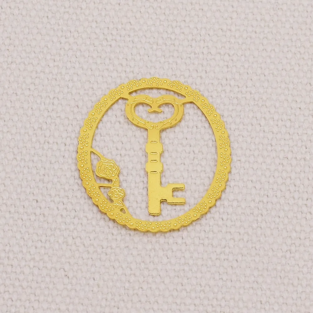 About 29*25mm metal Vintage bookmark clips Paper clips Planner Jewel clip Gold plated key 5pcs