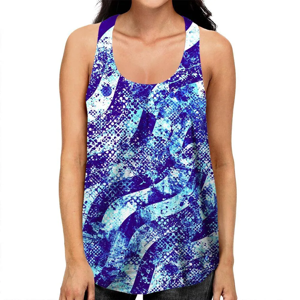 Abstract Blue Waves Racerback