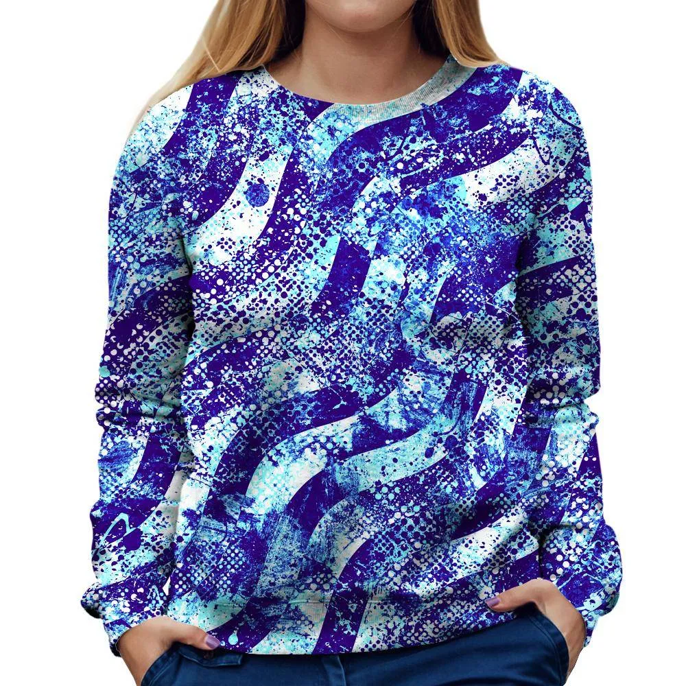 Abstract Blue Waves Womens Sweatshirt