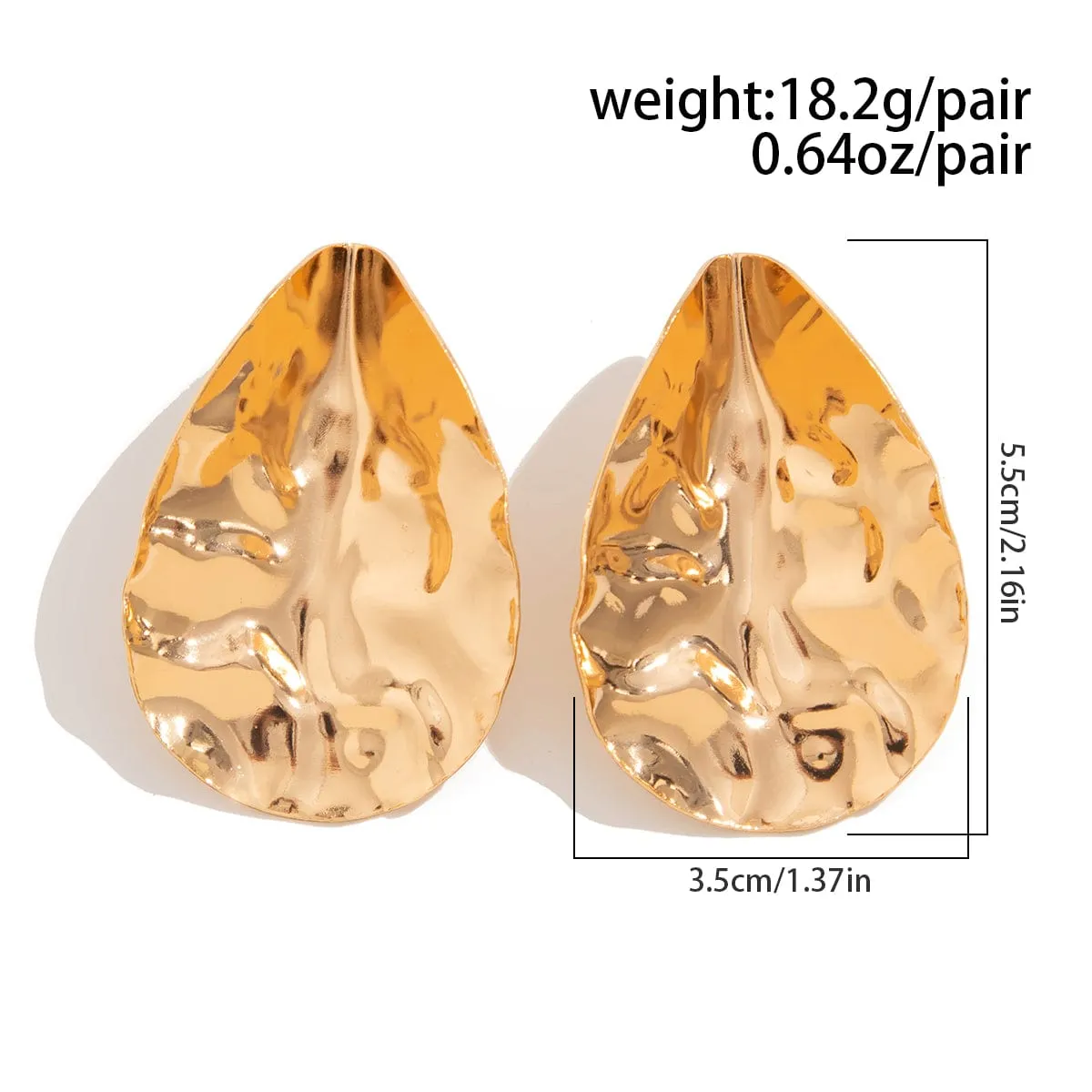 Abstract Chunky Textured Waterdrop Stud Earrings