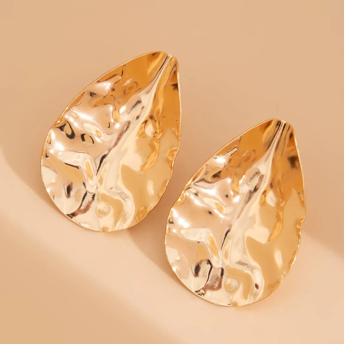 Abstract Chunky Textured Waterdrop Stud Earrings