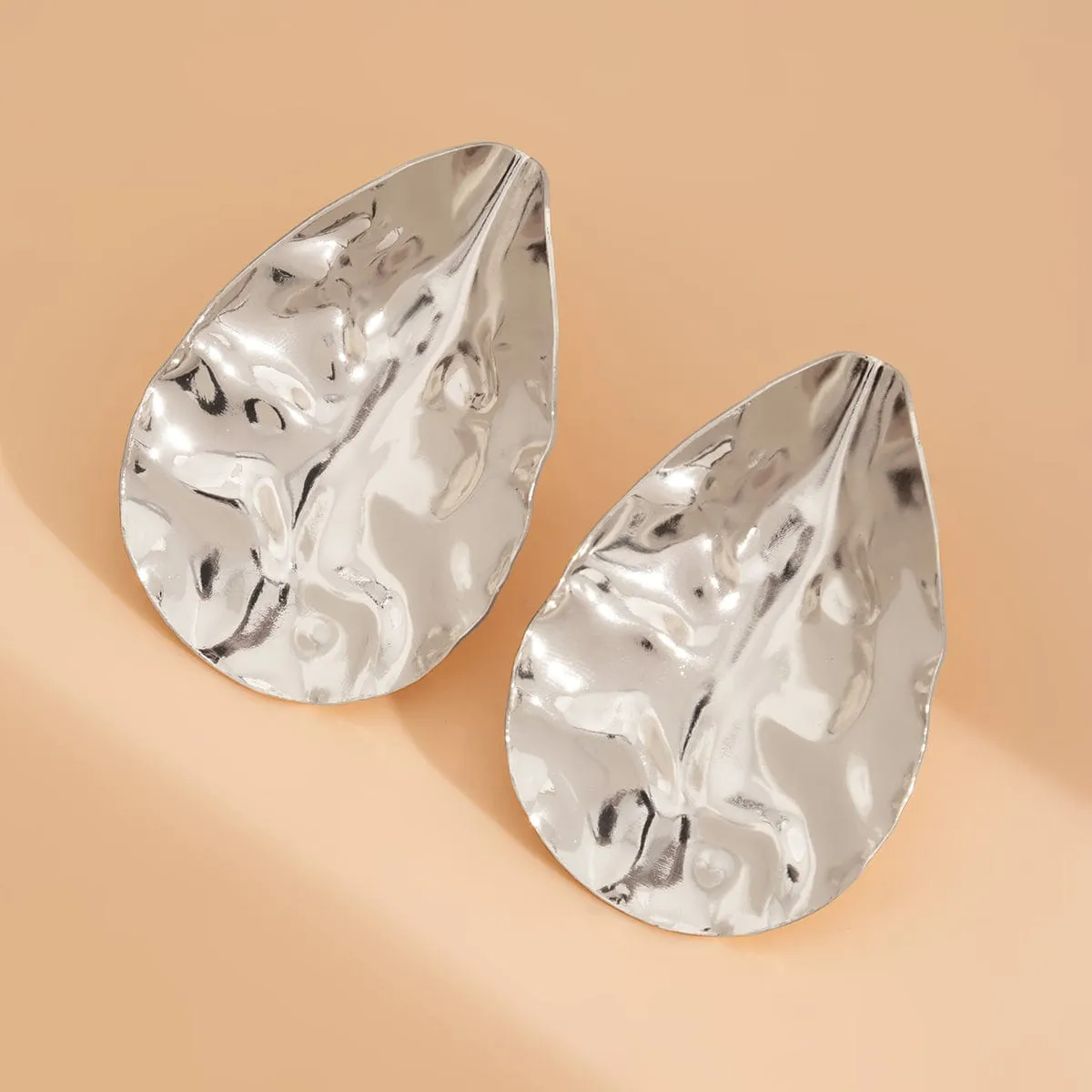 Abstract Chunky Textured Waterdrop Stud Earrings