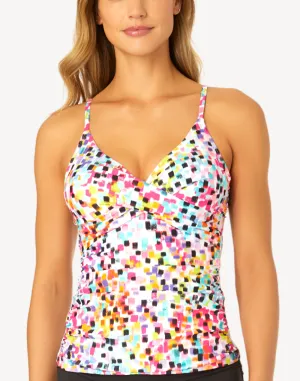 Abstract Dot Drape D/DD Tankini Top