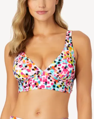 Abstract Dot Shirred Band Bikini Top