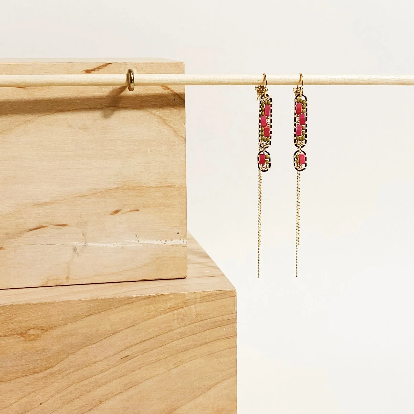 Abstract Earrings in Hibiscus