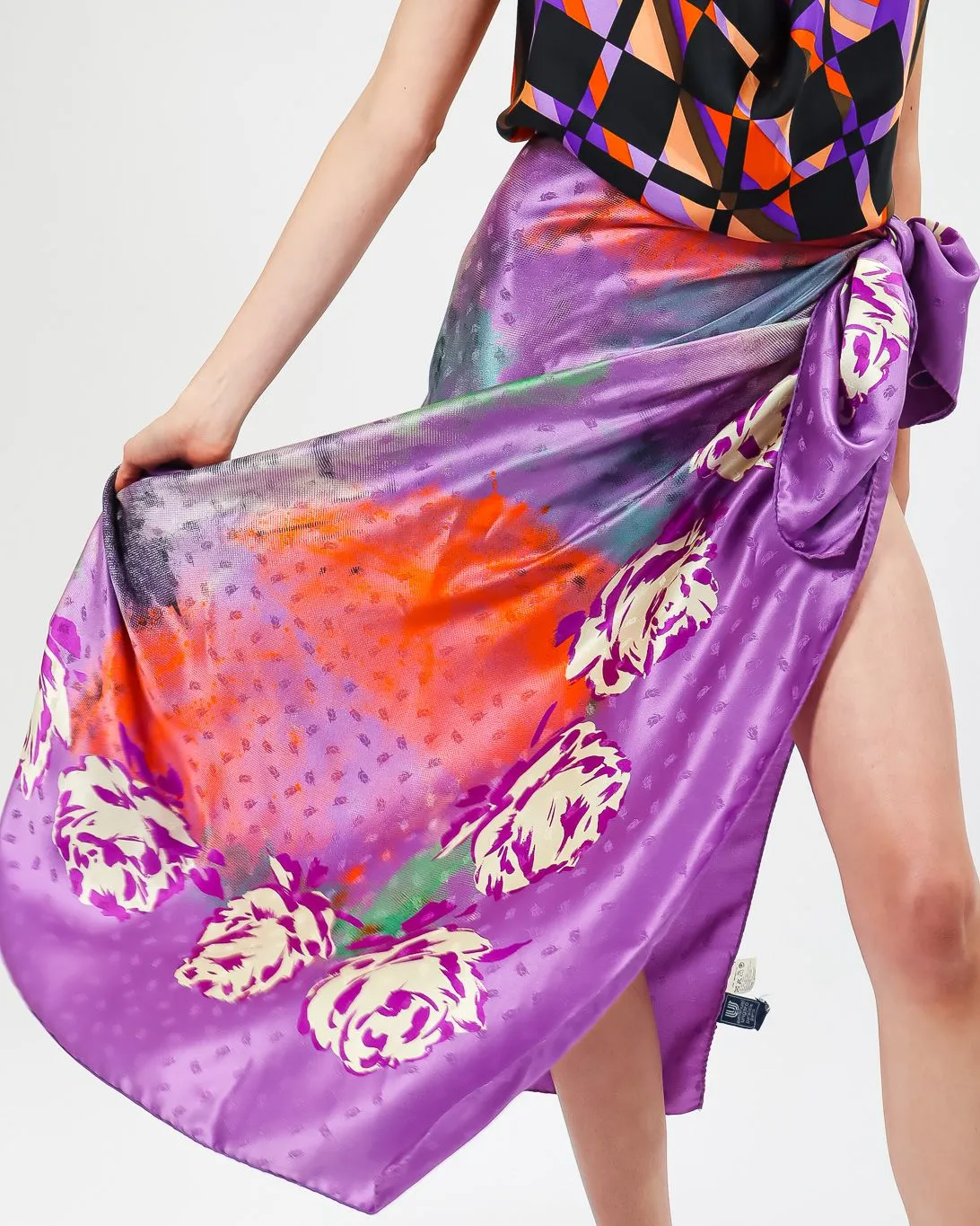 Abstract Floral Silk Scarf