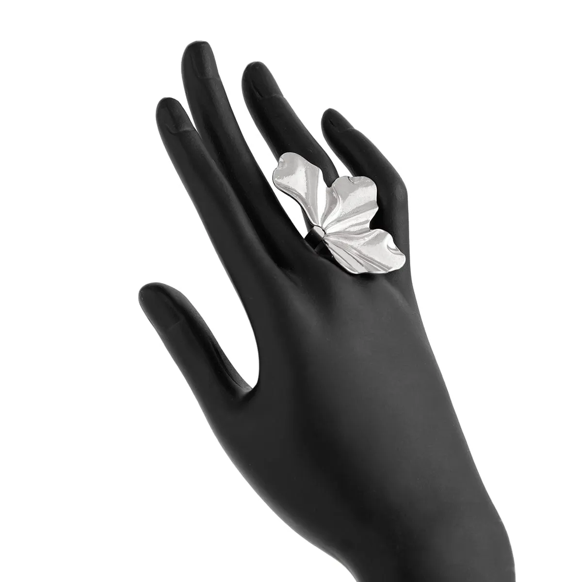 Abstract Gold Silver Plated Glossy flower Ring