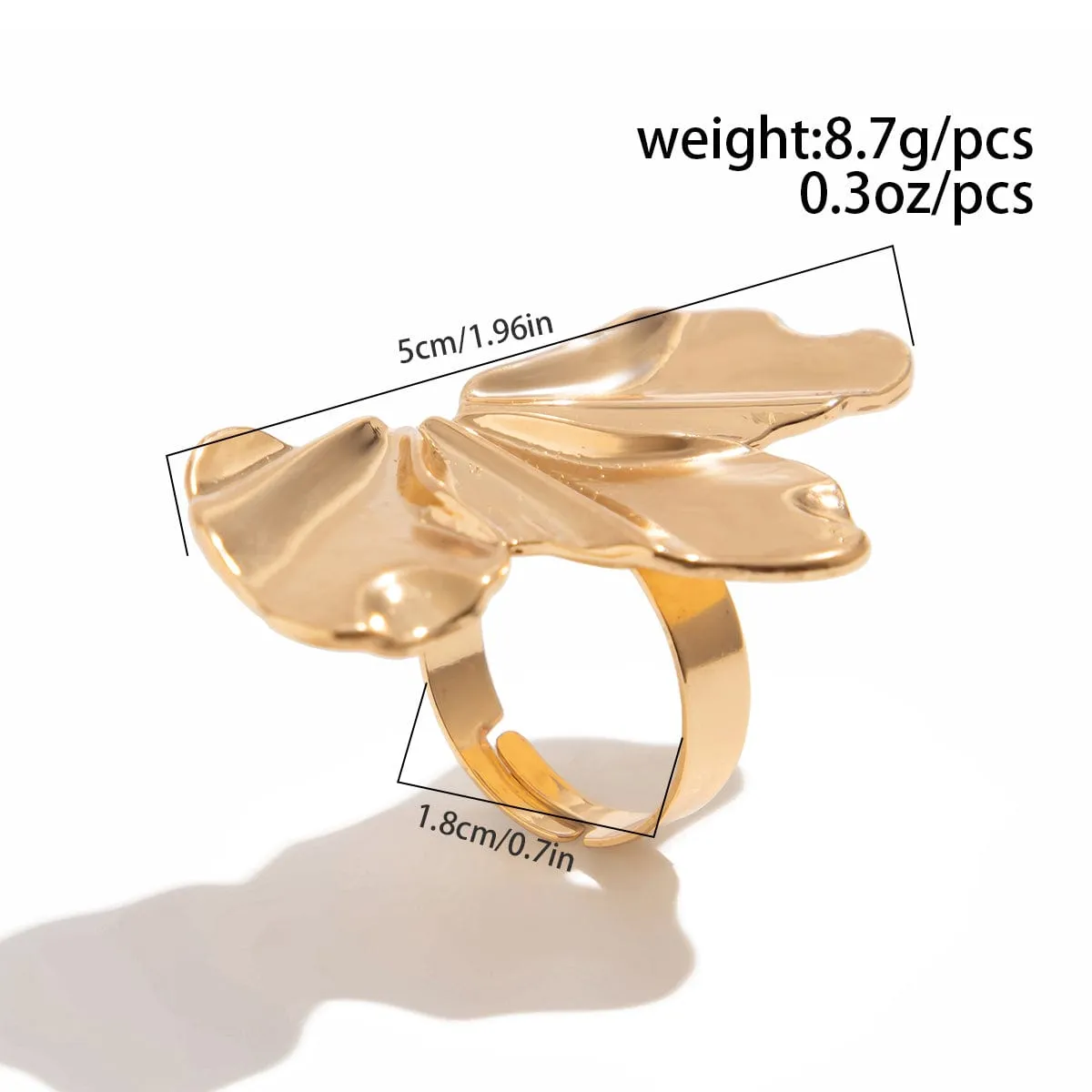 Abstract Gold Silver Plated Glossy flower Ring