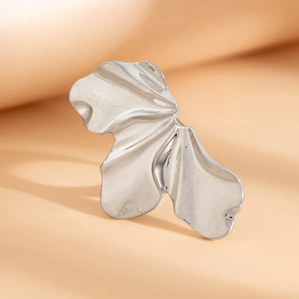 Abstract Gold Silver Plated Glossy flower Ring