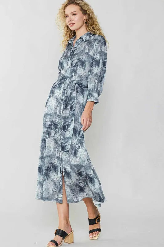 ABSTRACT PRINT SHIRT DRESS