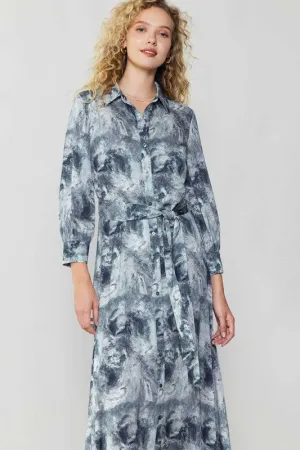 ABSTRACT PRINT SHIRT DRESS