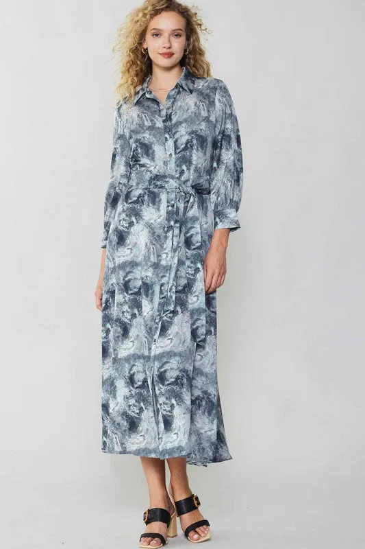 ABSTRACT PRINT SHIRT DRESS