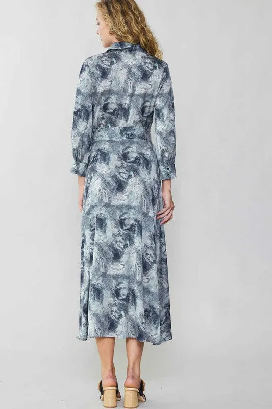 ABSTRACT PRINT SHIRT DRESS