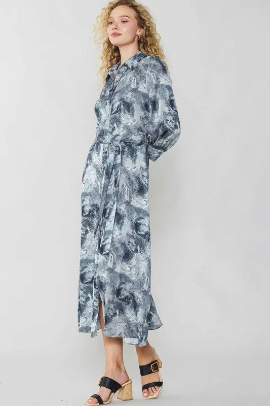ABSTRACT PRINT SHIRT DRESS
