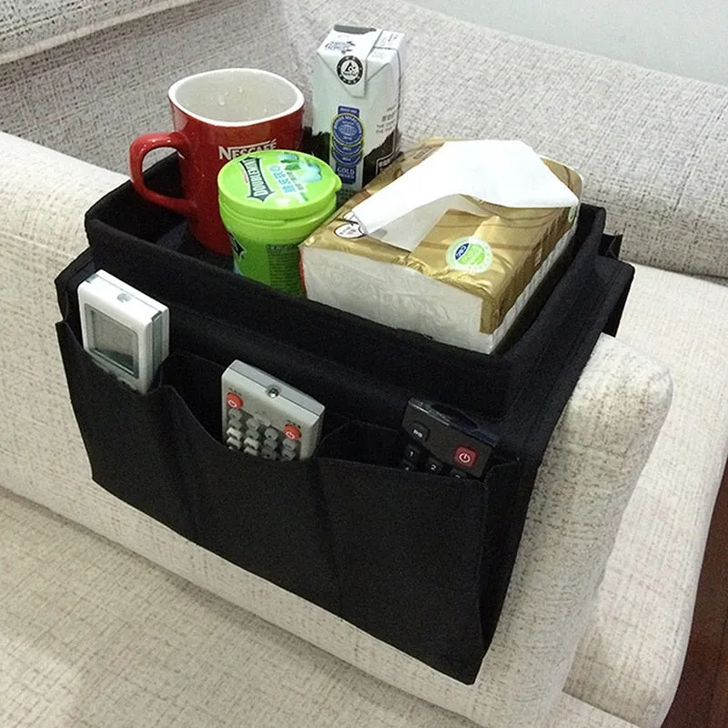 Adjustable Armrest Organizer Caddy With Tray
