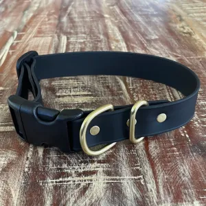 Adjustable Waterproof Collar : Black   Brass